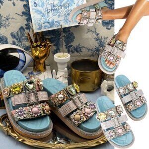 🆕 KURT GEIGER LONDON 🧿 NWOB Ornate Orson Sandal, Iridescent Sz 37 US 7